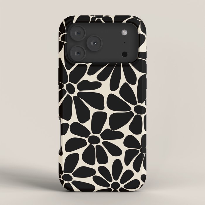 Black and White Retro Floral Art Print iPhone Case Gallery Image 4