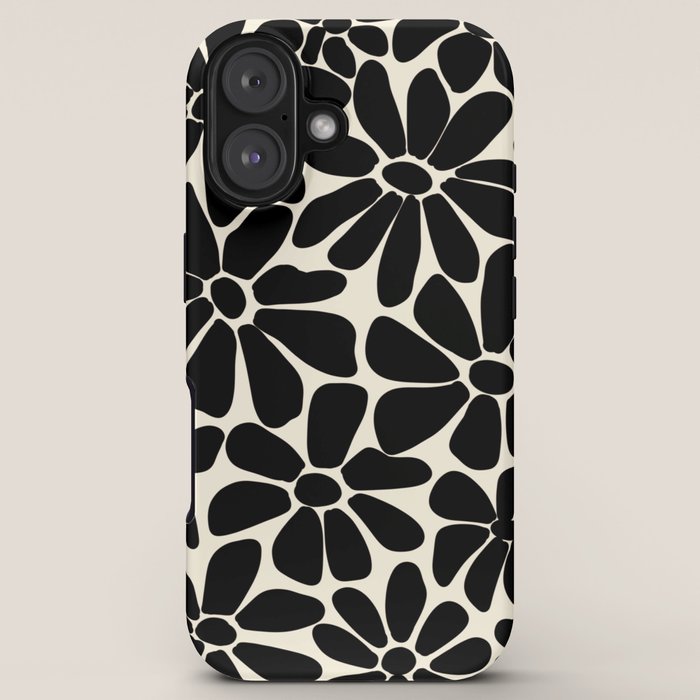 Black and White Retro Floral Art Print iPhone Case Gallery Image 5