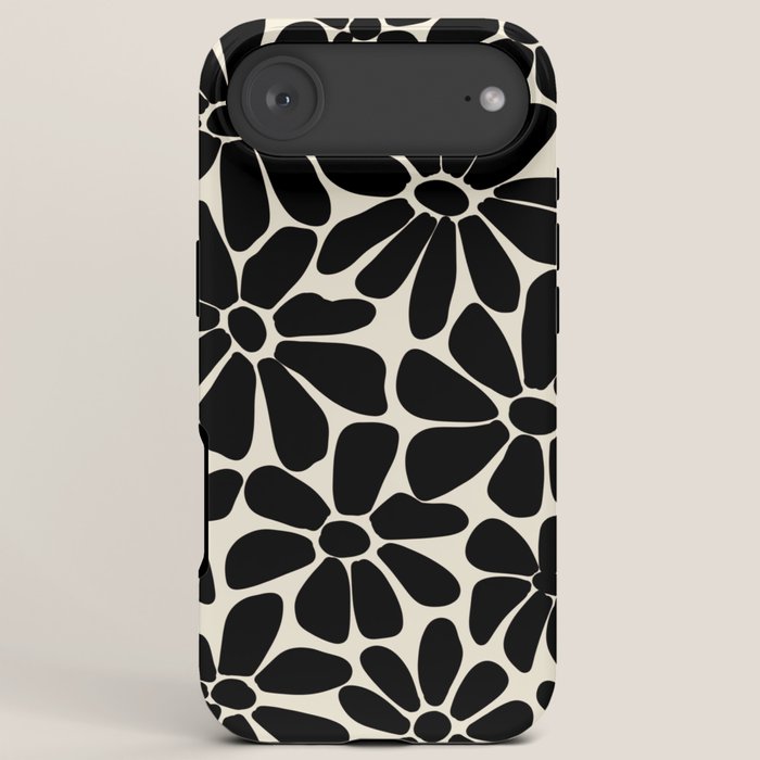 Black and White Retro Floral Art Print iPhone Case Gallery Image 6