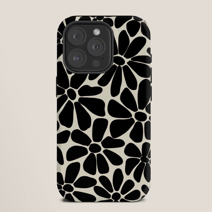 Black and White Retro Floral Art Print iPhone Case Gallery Image 11