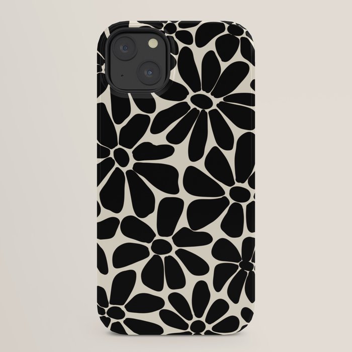 Black and White Retro Floral Art Print iPhone Case Gallery Image 30