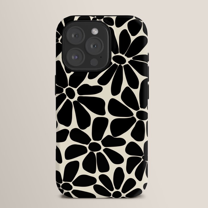 Black and White Retro Floral Art Print iPhone Case Gallery Image 15