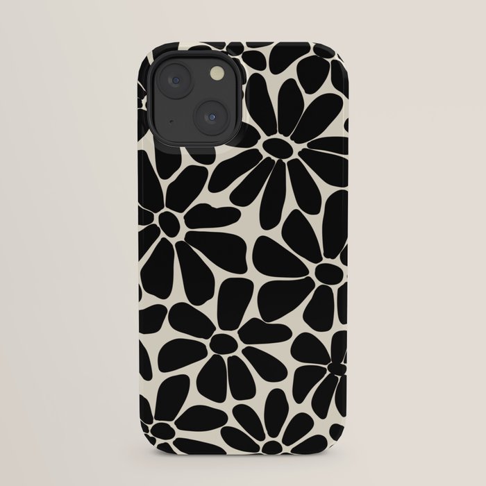 Black and White Retro Floral Art Print iPhone Case Gallery Image 21