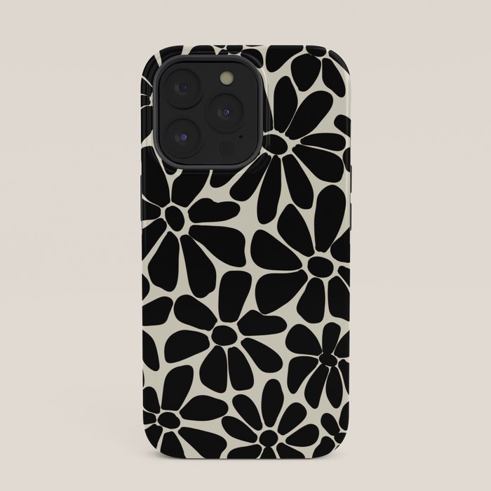 Black and White Retro Floral Art Print iPhone Case Gallery Image 35