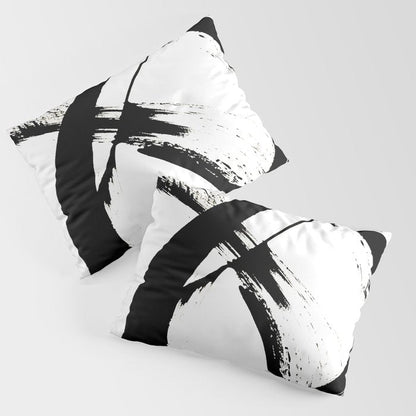 Brushstroke 7: a minimal, abstract, black and white piece Pillow Sham Gallery Image 1