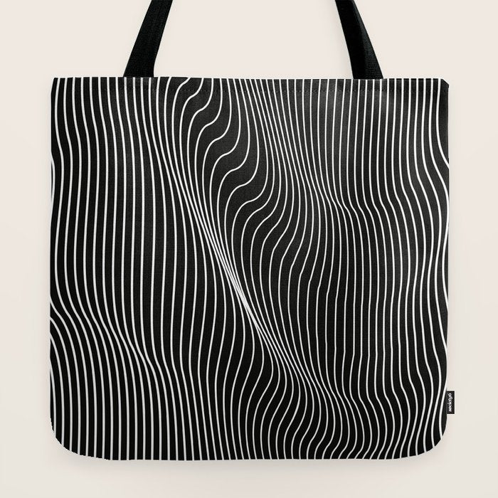 Minimal curves black Tote Bag Gallery Image 2