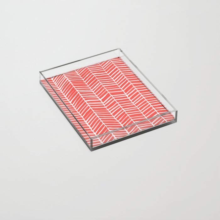 Coral Herringbone Acrylic Tray Gallery Image 2