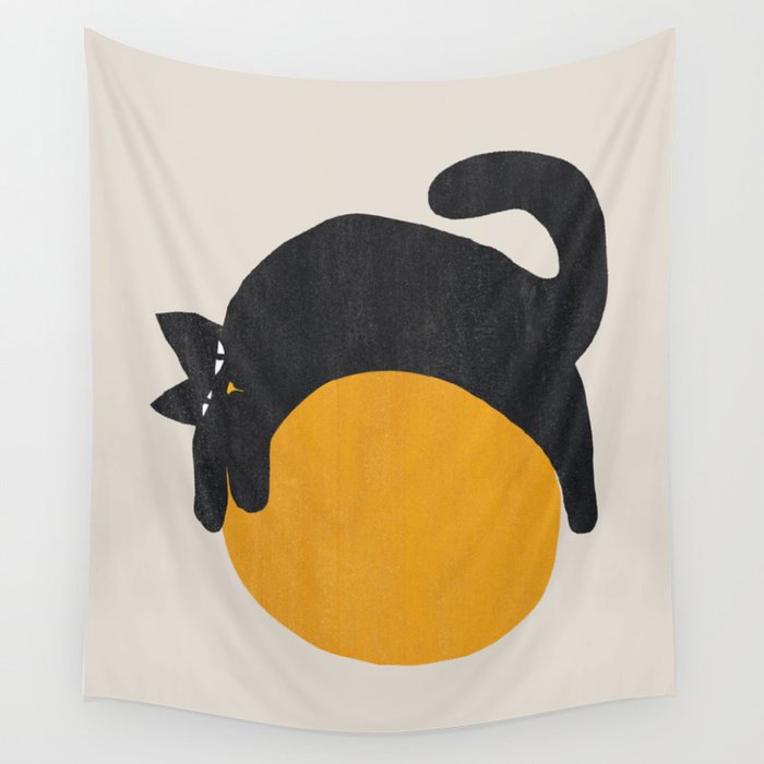 Cat with ball Wall Tapestry Gallery Image 3
