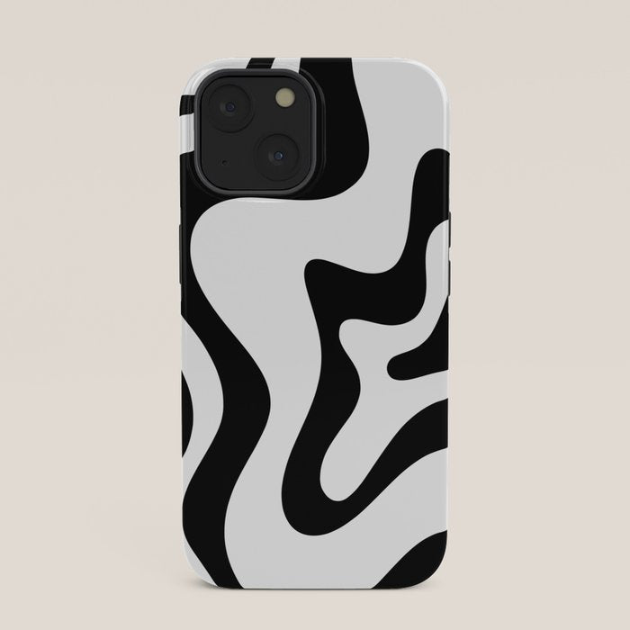 Retro Liquid Swirl Abstract Pattern Square Black and White iPhone Case Gallery Image 33
