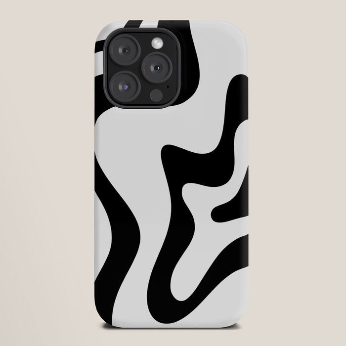 Retro Liquid Swirl Abstract Pattern Square Black and White iPhone Case Gallery Image 20