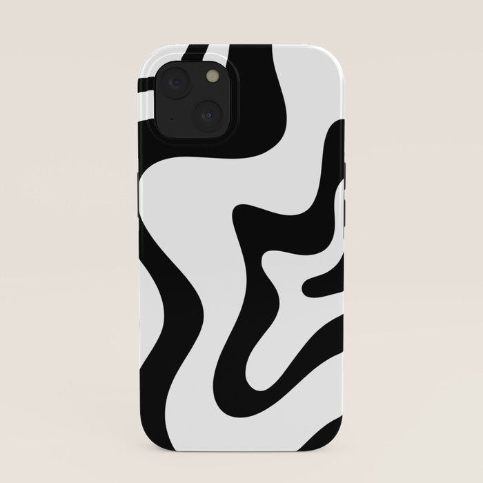 Retro Liquid Swirl Abstract Pattern Square Black and White iPhone Case Gallery Image 37