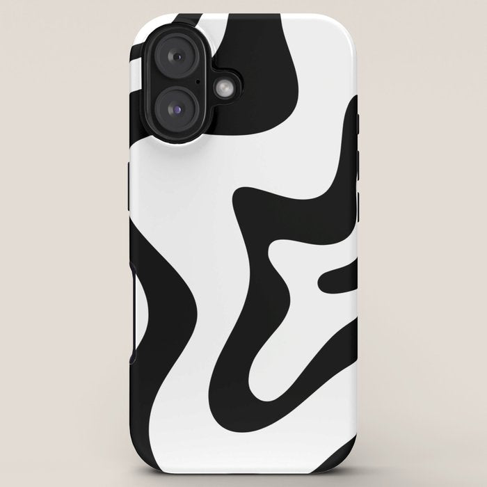 Retro Liquid Swirl Abstract Pattern Square Black and White iPhone Case Gallery Image 5