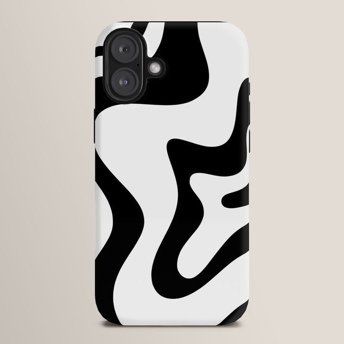 Retro Liquid Swirl Abstract Pattern Square Black and White iPhone Case Gallery Image 14