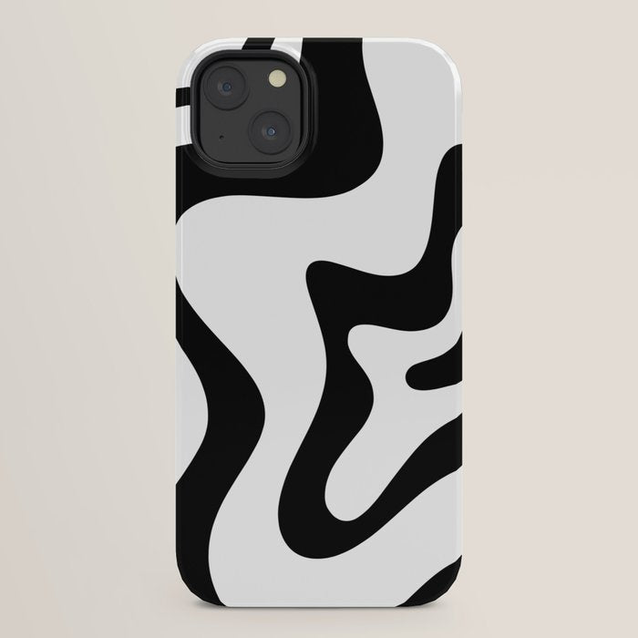 Retro Liquid Swirl Abstract Pattern Square Black and White iPhone Case Gallery Image 22