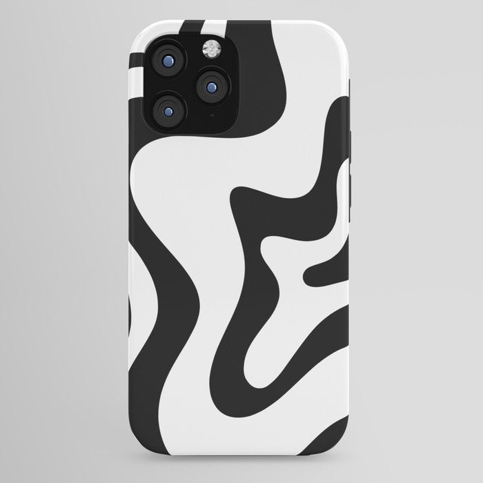 Retro Liquid Swirl Abstract Pattern Square Black and White iPhone Case Gallery Image 44