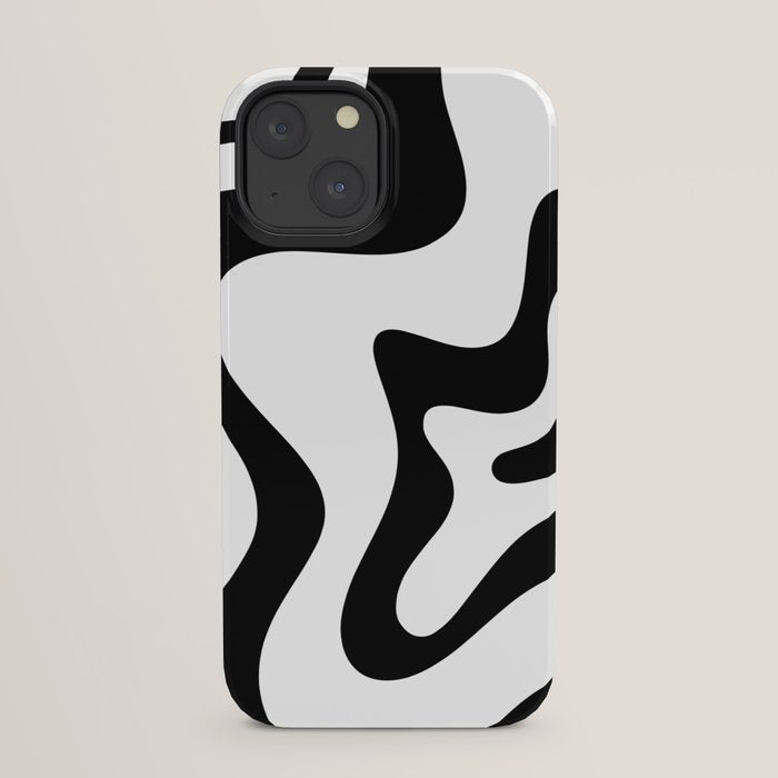 Retro Liquid Swirl Abstract Pattern Square Black and White iPhone Case Gallery Image 21