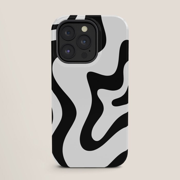 Retro Liquid Swirl Abstract Pattern Square Black and White iPhone Case Gallery Image 27