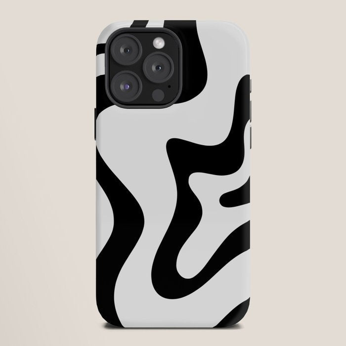 Retro Liquid Swirl Abstract Pattern Square Black and White iPhone Case Gallery Image 12