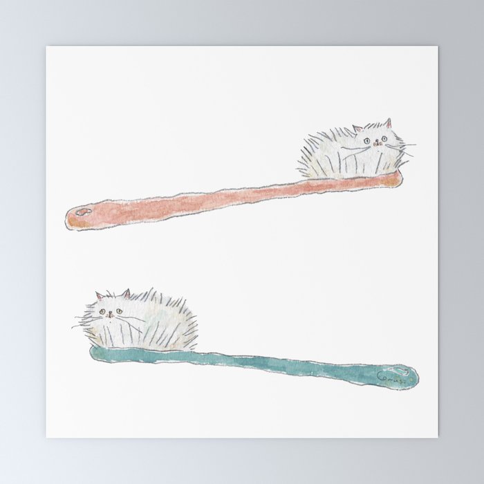 Toothbrush Cats Mini Art Print Gallery Image 6
