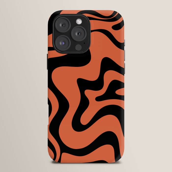 Retro Liquid Swirl Abstract Pattern in Black and Orange iPhone Case Gallery Image 16