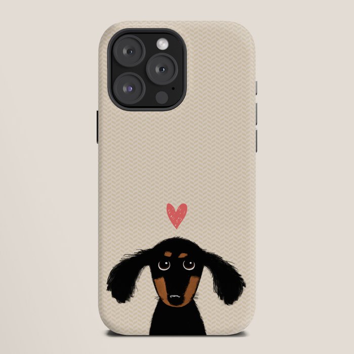 Dachshund Love | Cute Longhaired Black and Tan Wiener Dog iPhone Case Gallery Image 12