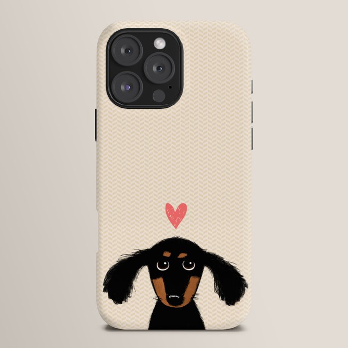Dachshund Love | Cute Longhaired Black and Tan Wiener Dog iPhone Case Gallery Image 16