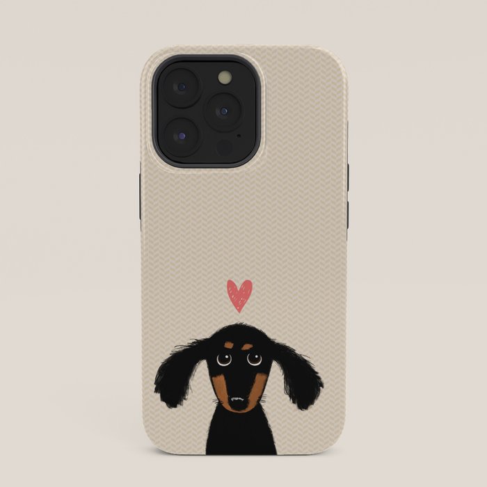Dachshund Love | Cute Longhaired Black and Tan Wiener Dog iPhone Case Gallery Image 35