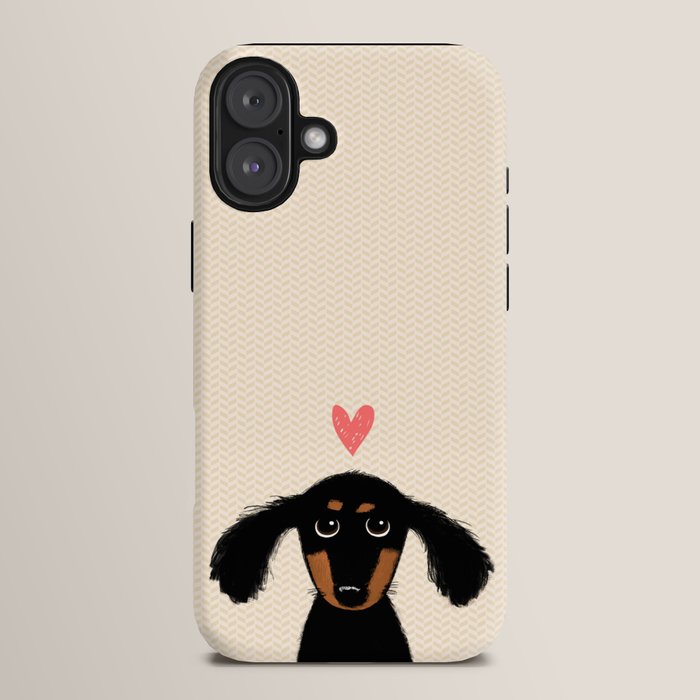 Dachshund Love | Cute Longhaired Black and Tan Wiener Dog iPhone Case Gallery Image 14