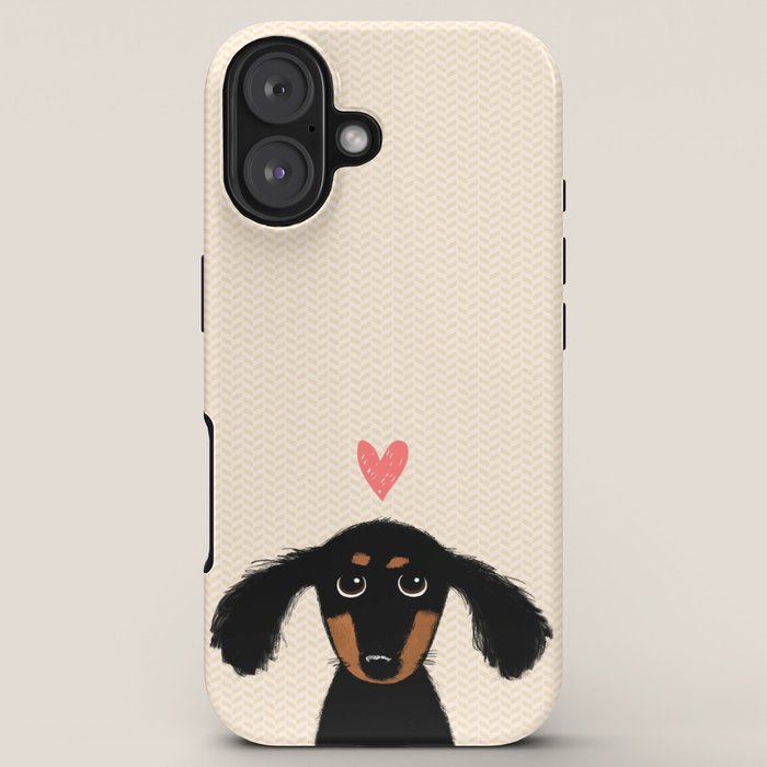 Dachshund Love | Cute Longhaired Black and Tan Wiener Dog iPhone Case Gallery Image 5
