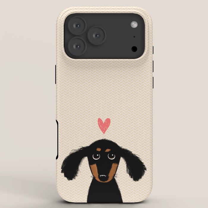 Dachshund Love | Cute Longhaired Black and Tan Wiener Dog iPhone Case Gallery Image 8