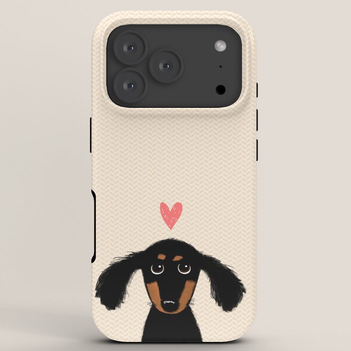 Dachshund Love | Cute Longhaired Black and Tan Wiener Dog iPhone Case Gallery Image 7