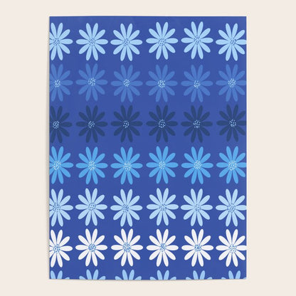 Ombre Abstract Daisies on Cobalt Blue Poster Gallery Image 2