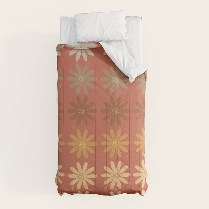 Ombre Abstract Daisies on Mandarin Orange Comforter Gallery Image 5