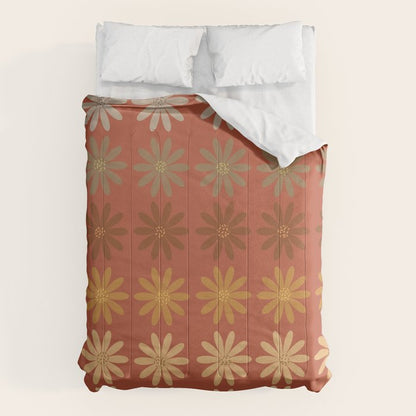 Ombre Abstract Daisies on Mandarin Orange Comforter Gallery Image 6