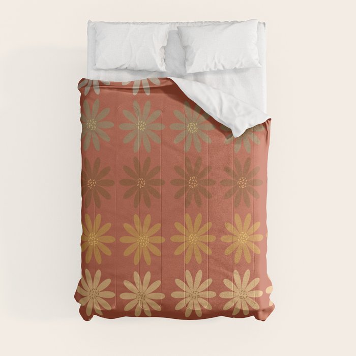 Ombre Abstract Daisies on Mandarin Orange Comforter Gallery Image 8