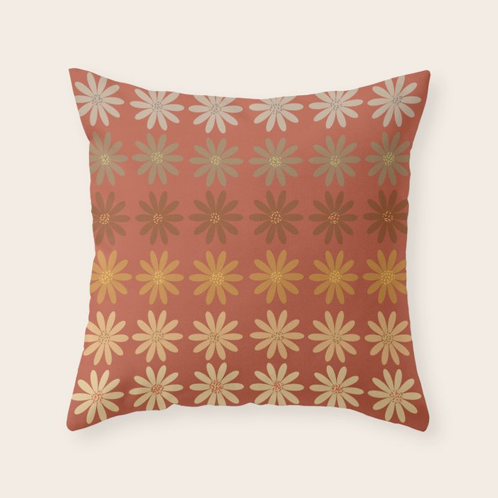 Ombre Abstract Daisies on Mandarin Orange Throw Pillow Gallery Image 4
