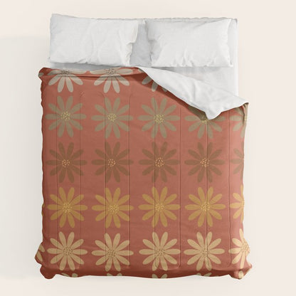 Ombre Abstract Daisies on Mandarin Orange Comforter Gallery Image 7