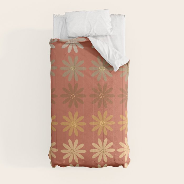 Ombre Abstract Daisies on Mandarin Orange Comforter Gallery Image 4