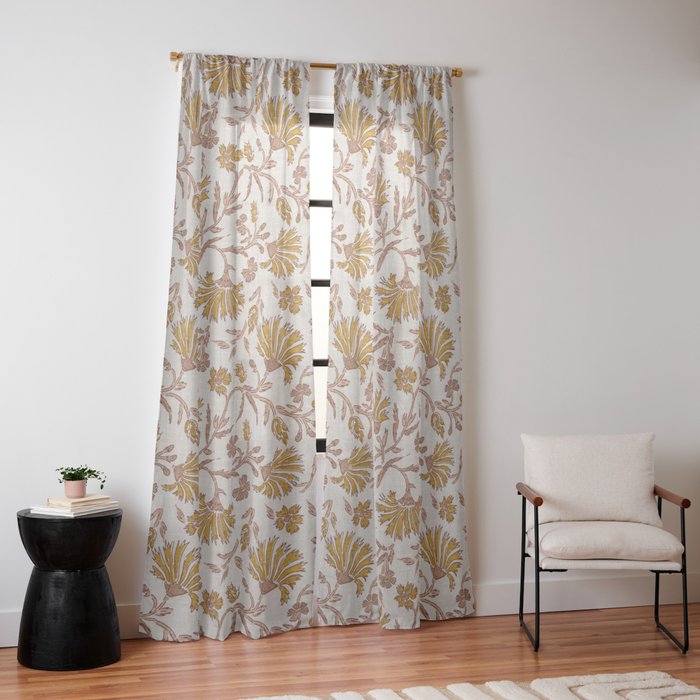 KALAMI FLORAL MUSTARD Window Curtain Gallery Image 14