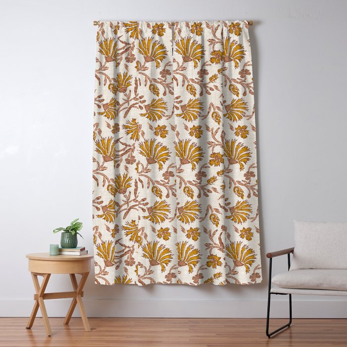 KALAMI FLORAL MUSTARD Window Curtain Gallery Image 5