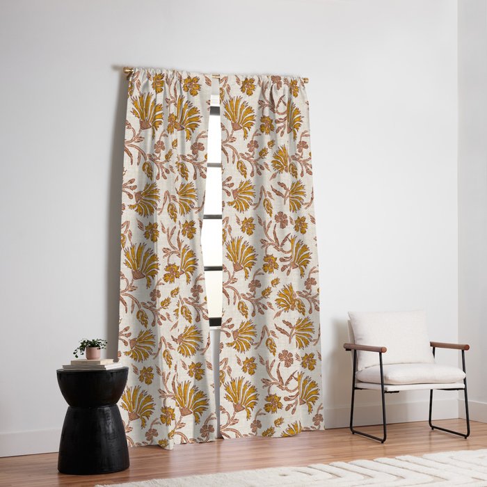 KALAMI FLORAL MUSTARD Window Curtain Gallery Image 2