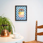 Sardines in Blue Stripes - Limited Edition Foil Art Print