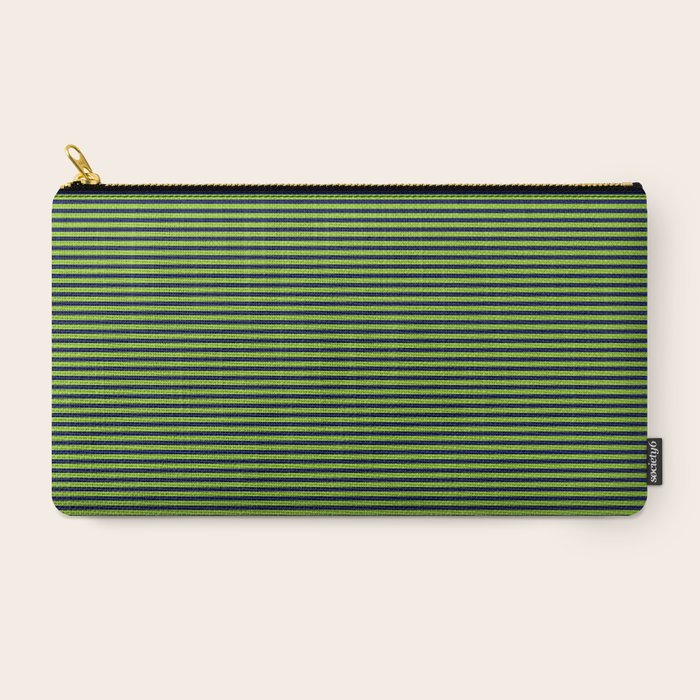 Lime Green and Navy Blue Ultra Fine Stripes Carry All Pouch Gallery Image 2