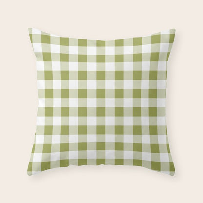 Gingham Large Green White Throw Pillow Gallery Image 2