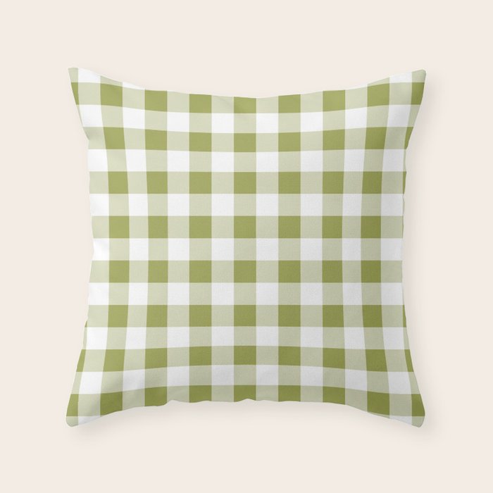 Gingham Large Green White Throw Pillow Gallery Image 5