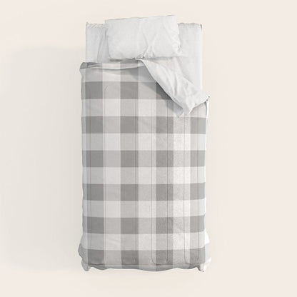 Gingham Large Gray White Comforter Gallery Image 9