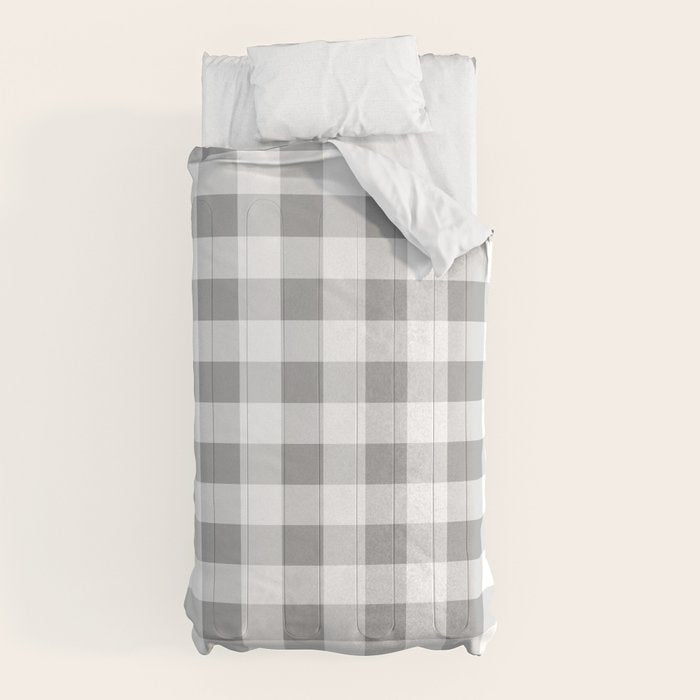 Gingham Large Gray White Comforter Gallery Image 10