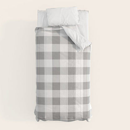 Gingham Large Gray White Comforter Gallery Image 10