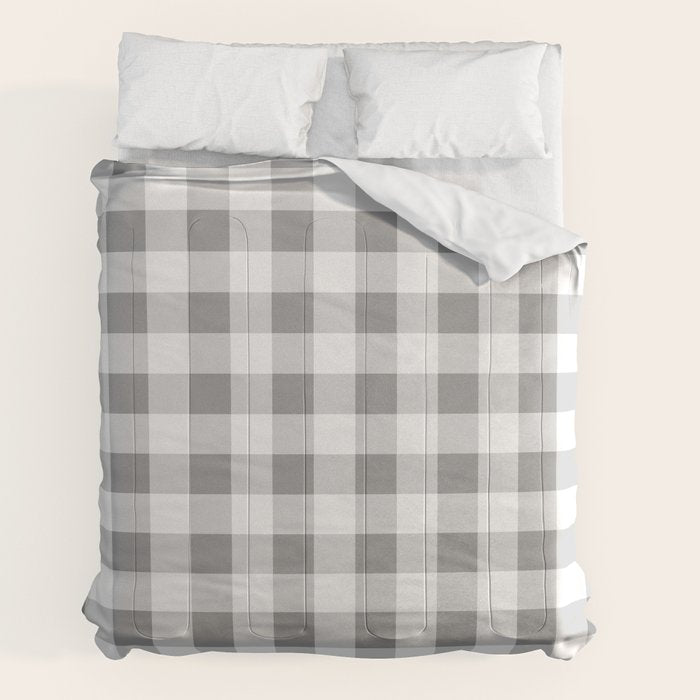 Gingham Large Gray White Comforter Gallery Image 7