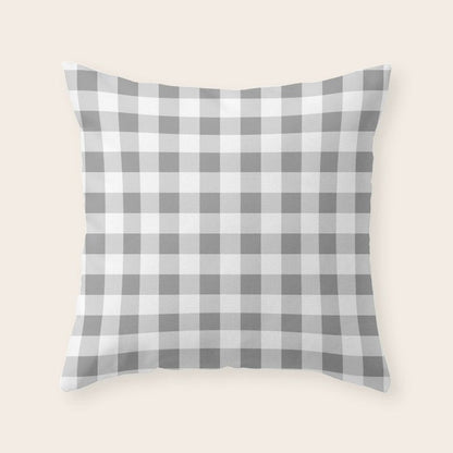 Gingham Large Gray White Throw Pillow Gallery Image 3